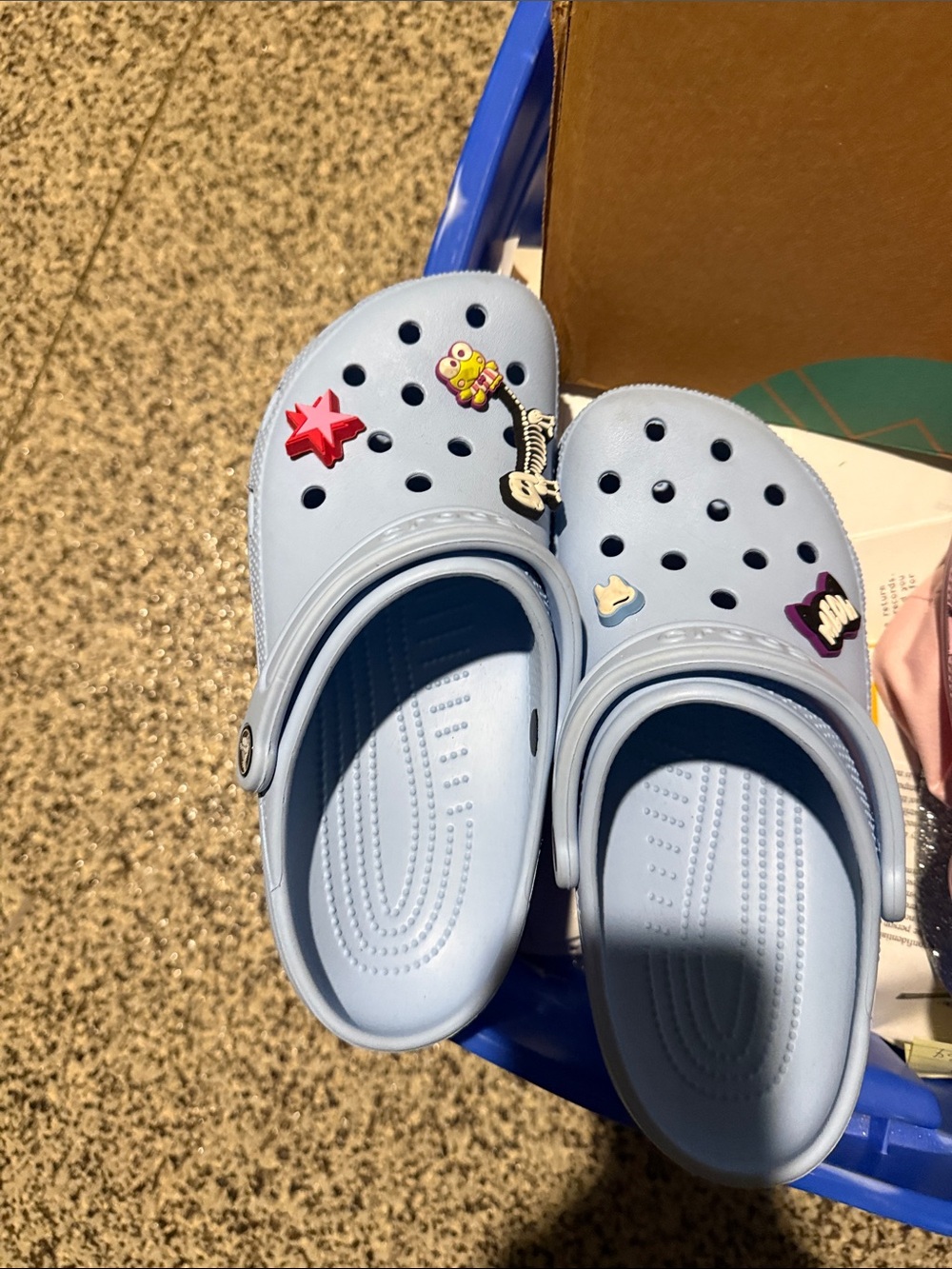 CROCS Light Blue Classic Clog Sandals with Charms